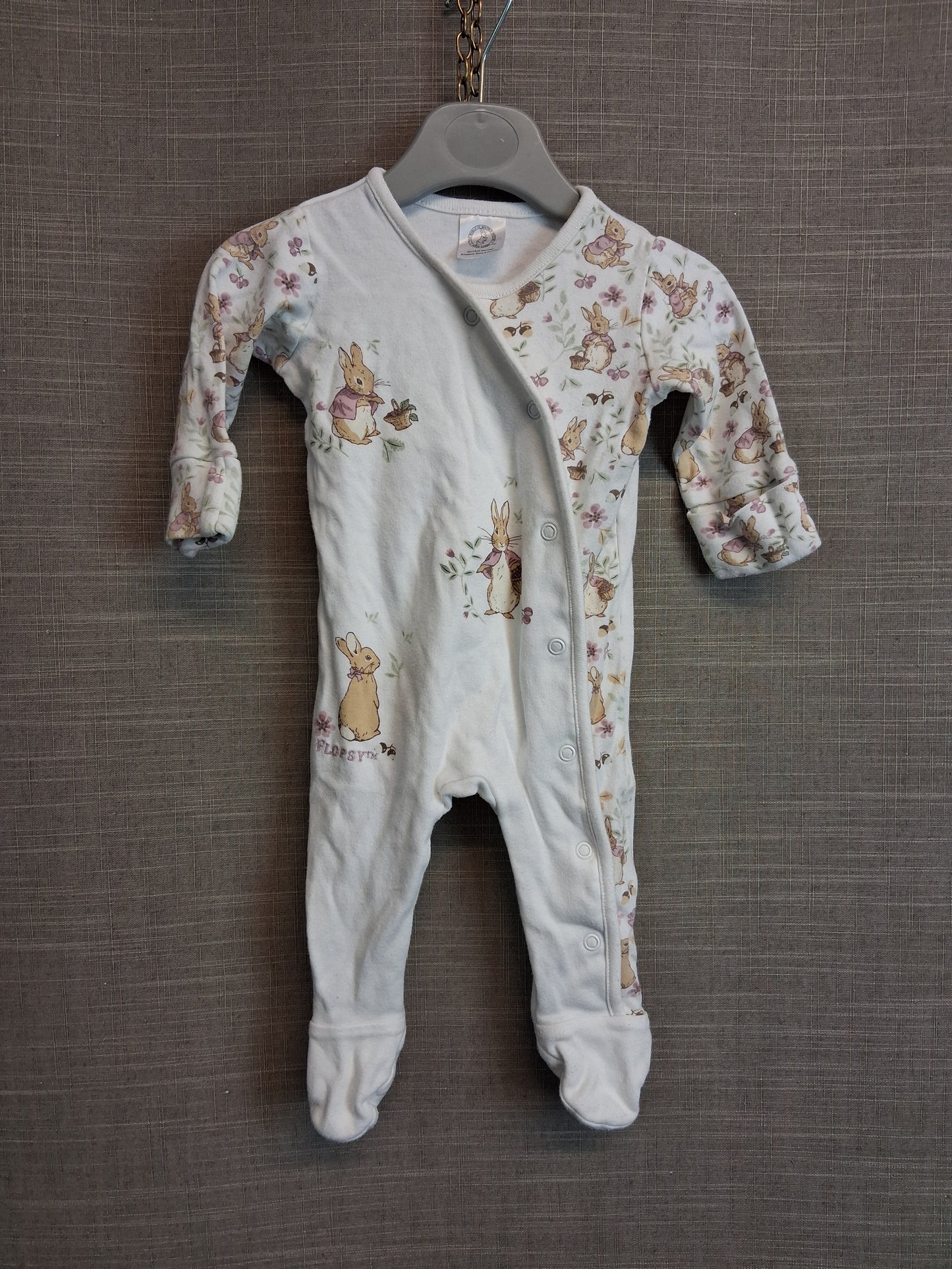 Matalan Peter Rabbit Girls White Sleepsuit Age 0-3 Months