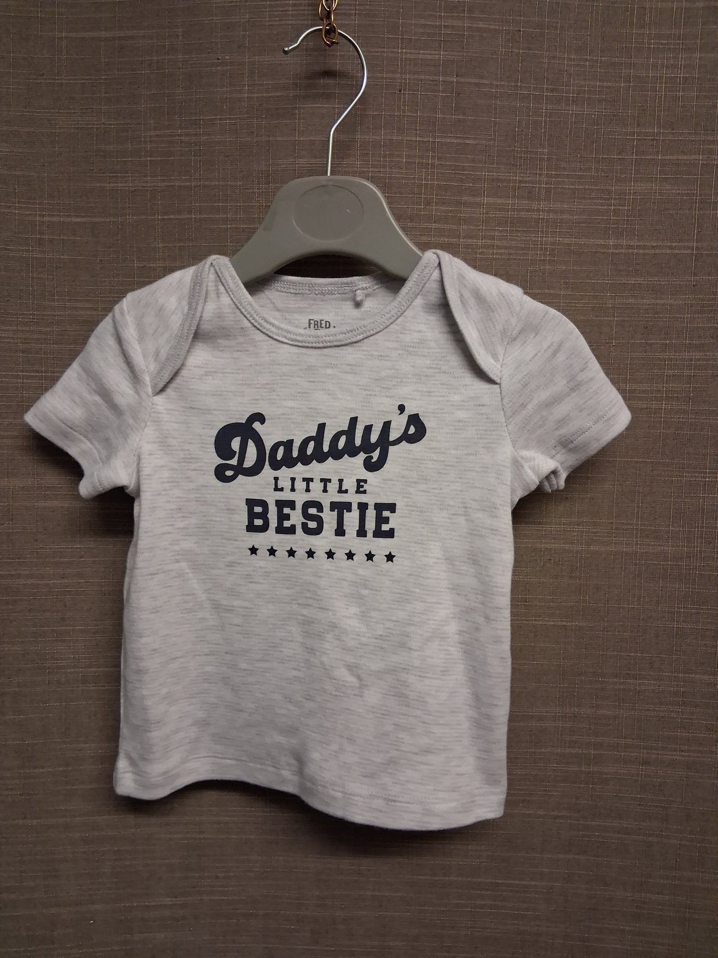 F&F Boys Daddy's Little Bestie Grey Short Sleeve T-Shirt Age 3-6 Months