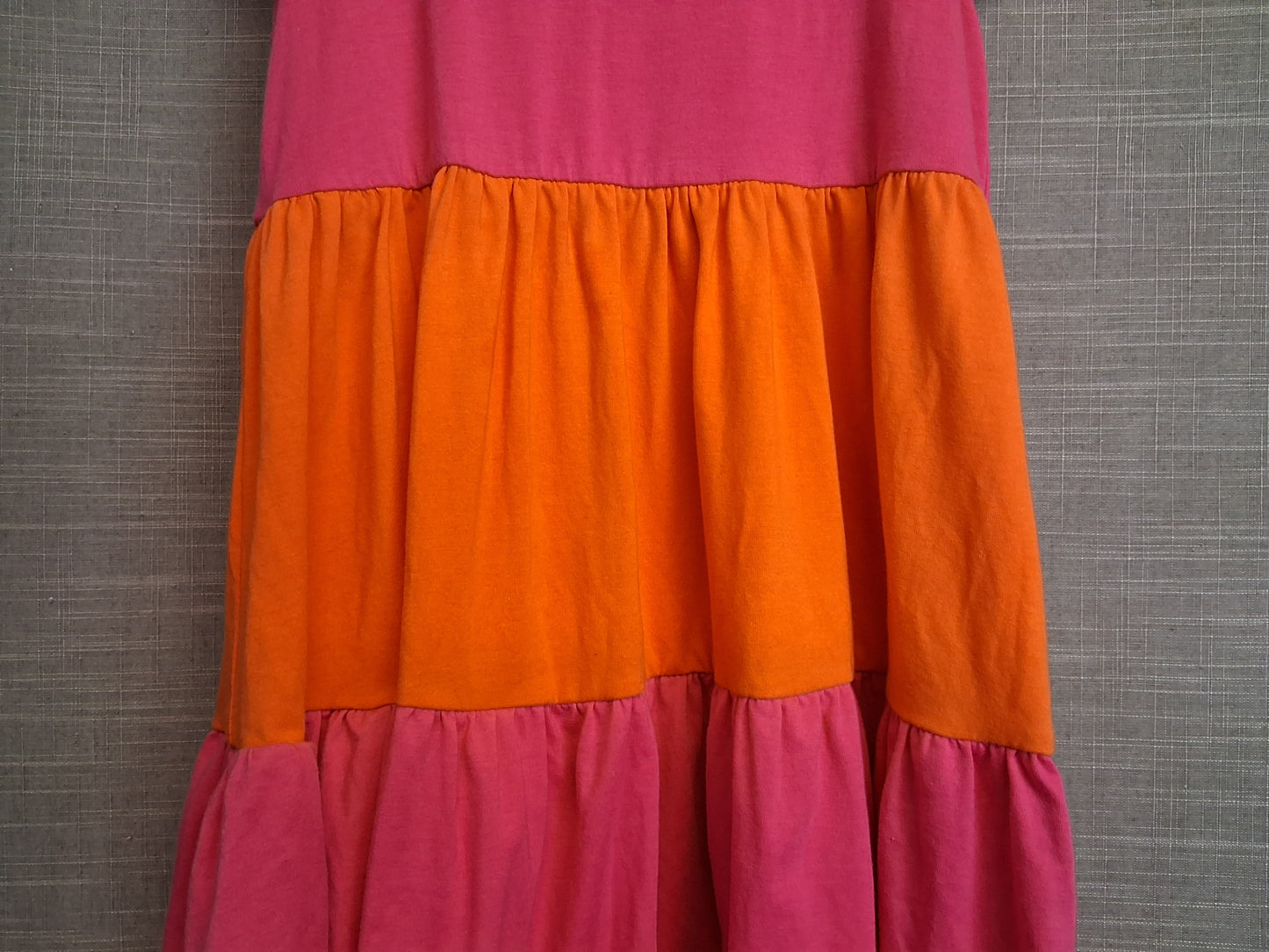 Shein Girls Tiered Jersey Dress Sleeveless Pink Orange Age 7 Years