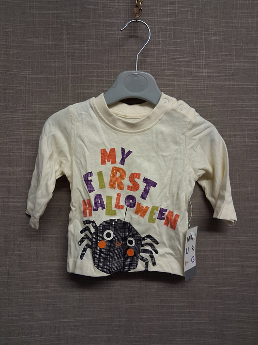 Nutmeg Baby 'My First Halloween' Long Sleeve Cream T-Shirt Age 0-3 Months New