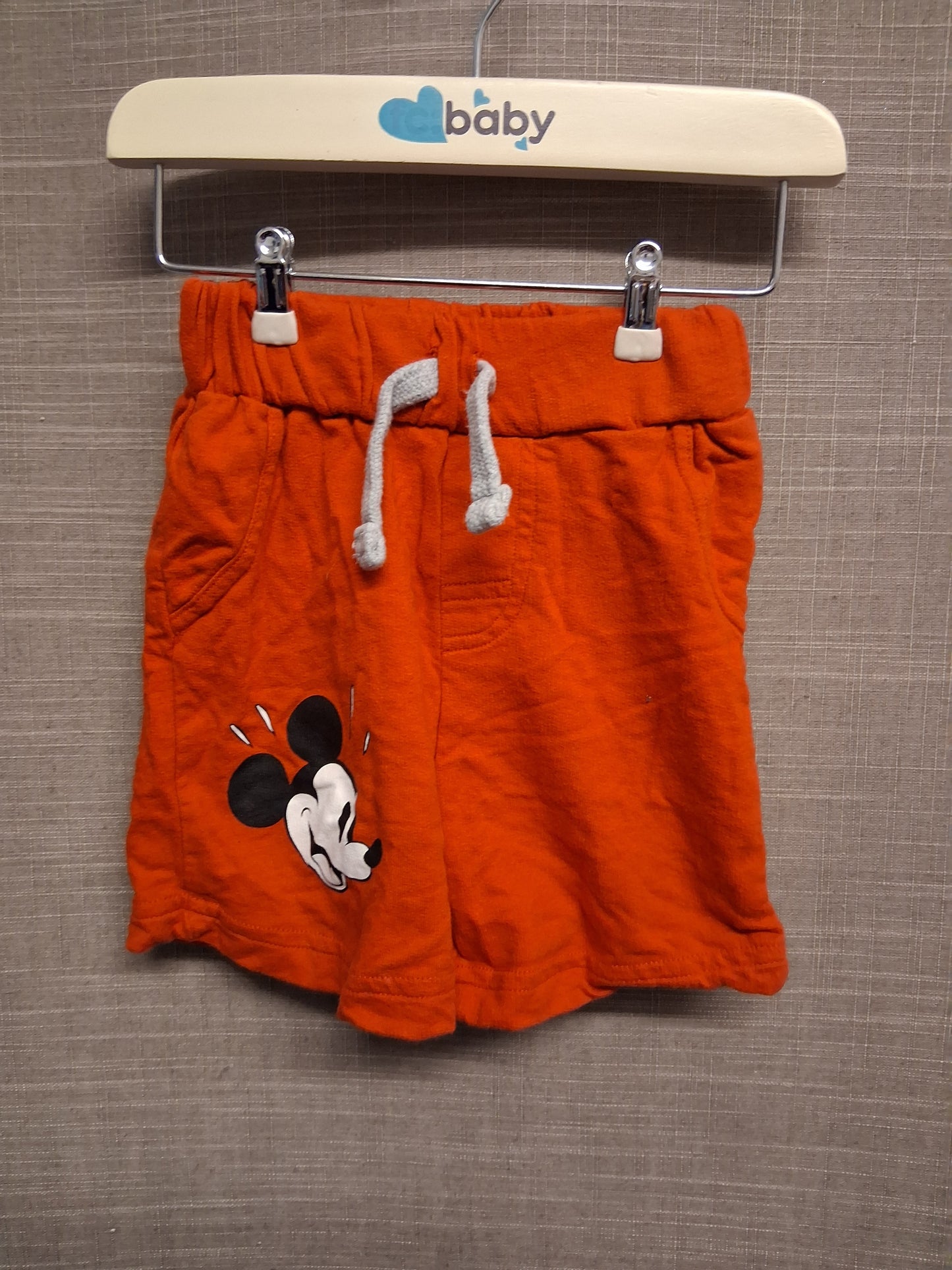 Disney Primark Mickey Mouse Red Jersey Jogger Shorts Age 12-18 Months