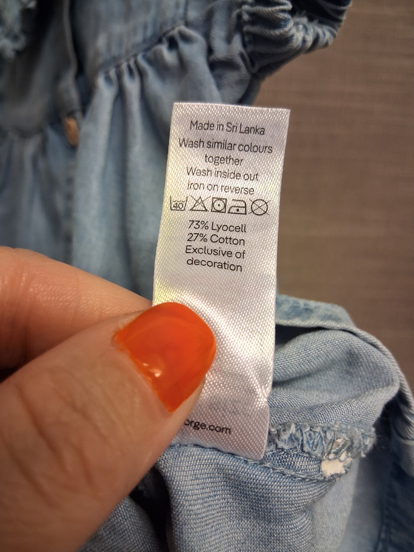George Girls Blue Denim Short Sleeve Dress Age First Size