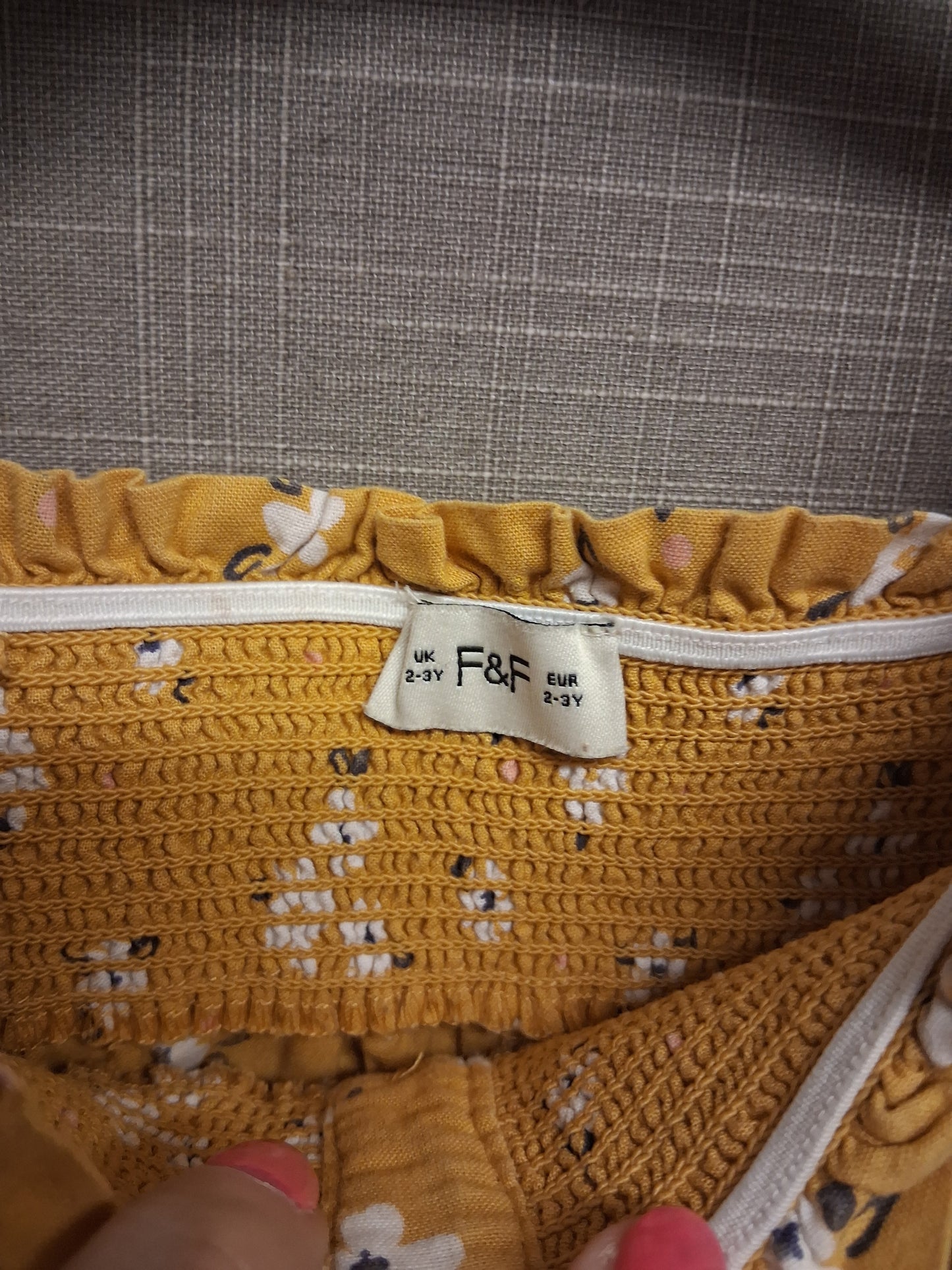 F&F Girls Yellow Floral Jumpsuit Sleeveless Age 2-3 Years