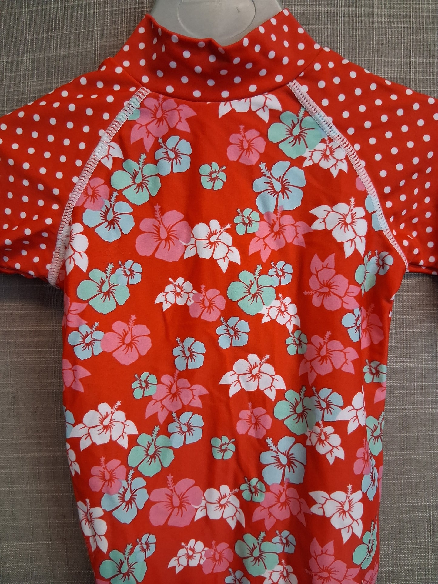 Miniclub Girl One Piece UV Swimsuit Red Floral Age 3-6 Months
