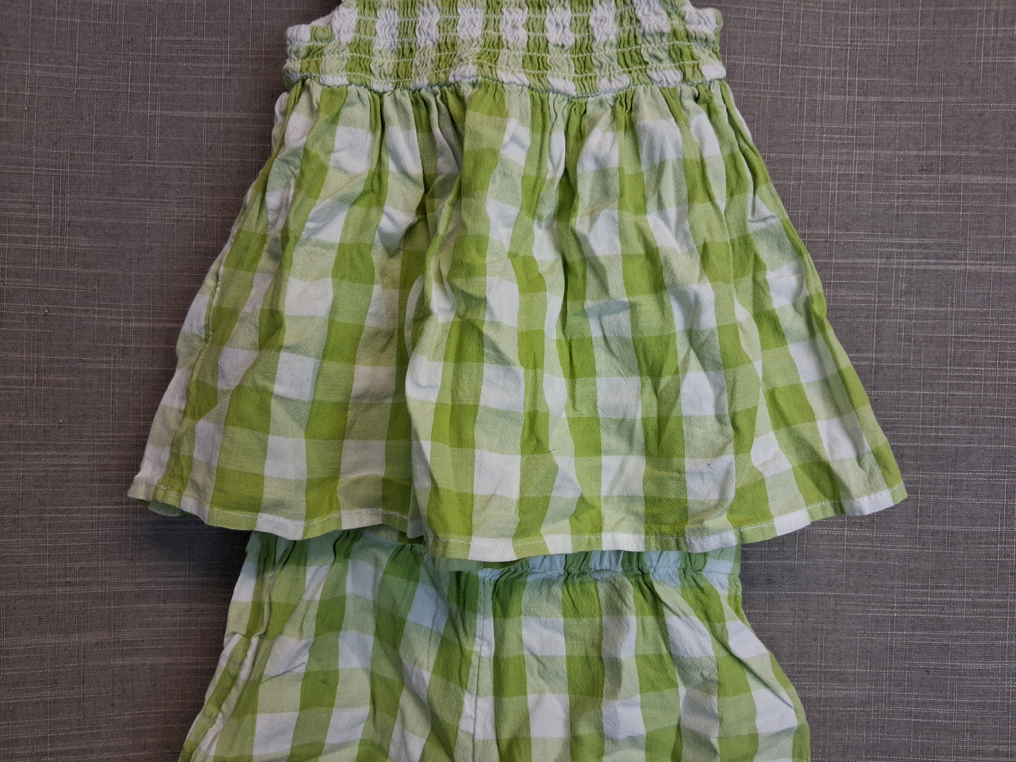 F&F 2 Piece Outfit Green Check Vest and Shorts Age 18-24 Months