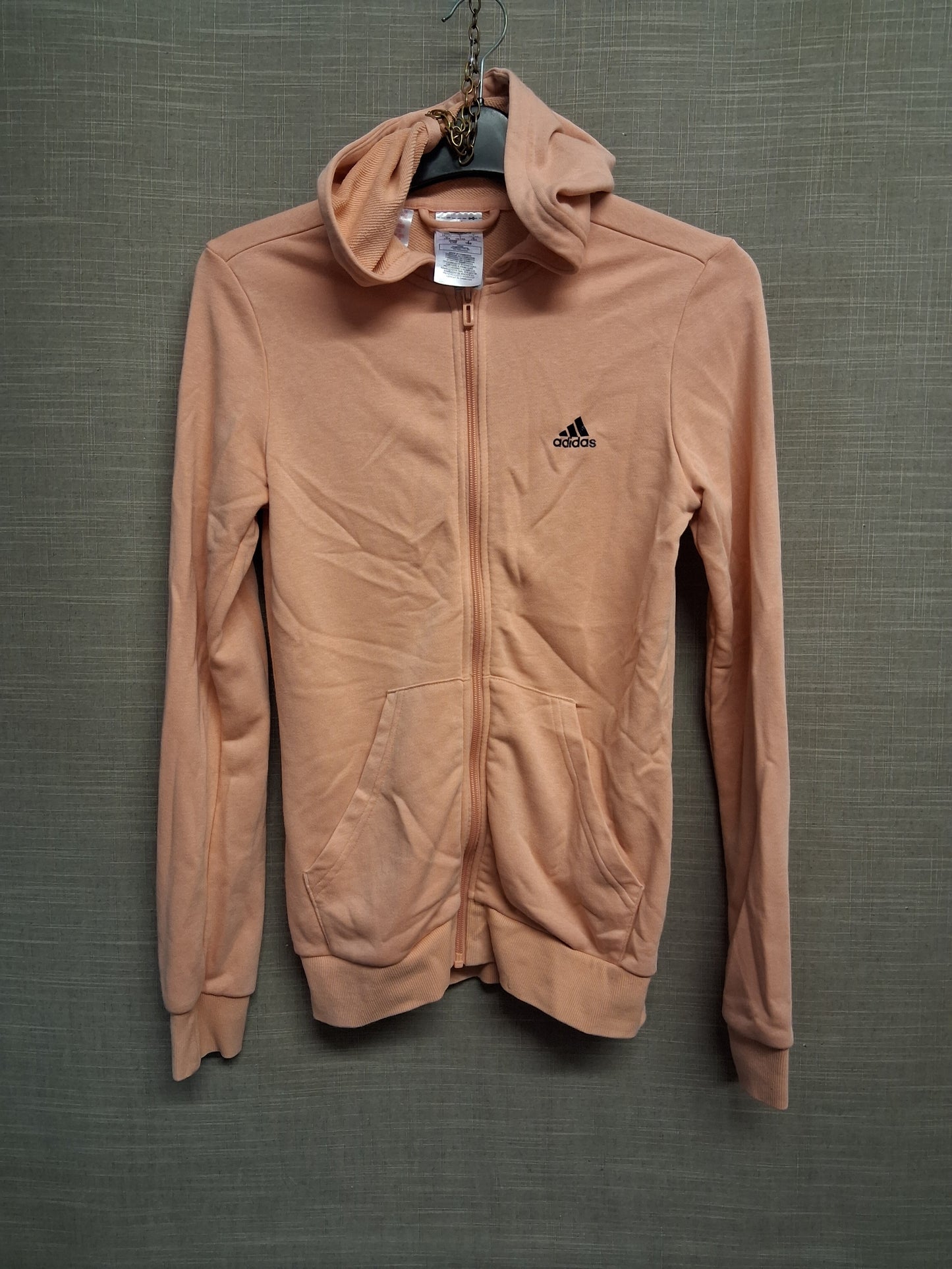 Adidas Girls Peach Full Zip Hoodie Long Sleeve Age 13-14 Years