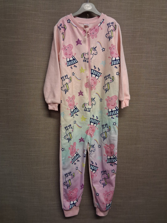 Peppa Pig Pink All in One Onsie Fleece Full Zip Age 7-8 NWOTs