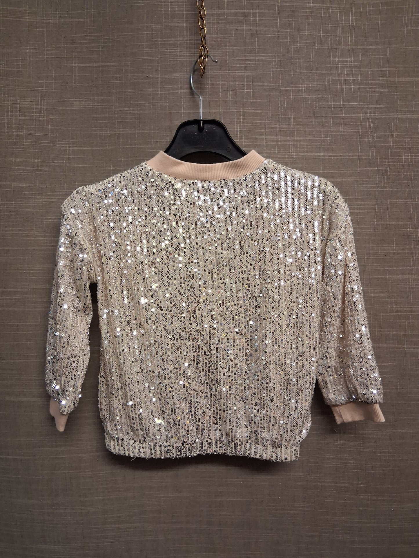 F&F Girls Sequin Sparkly Pink Silver Bomber Jacket Age 3-4 Years