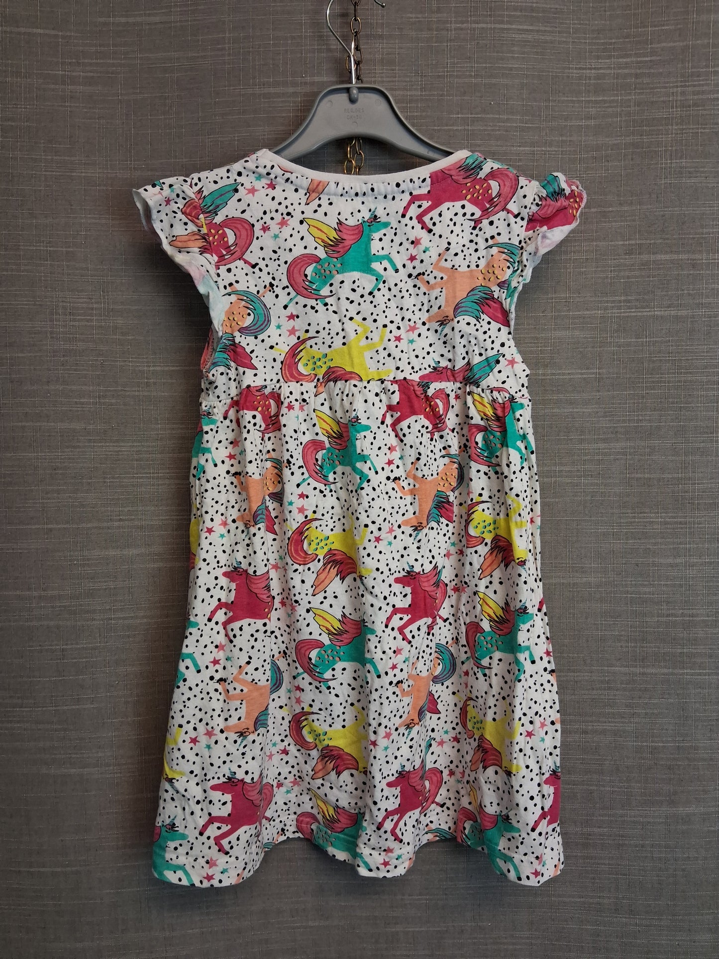 Studio Girls Multicolour Unicorn Theme Jersey Dress Cap Sleeve Age 5-6 Years