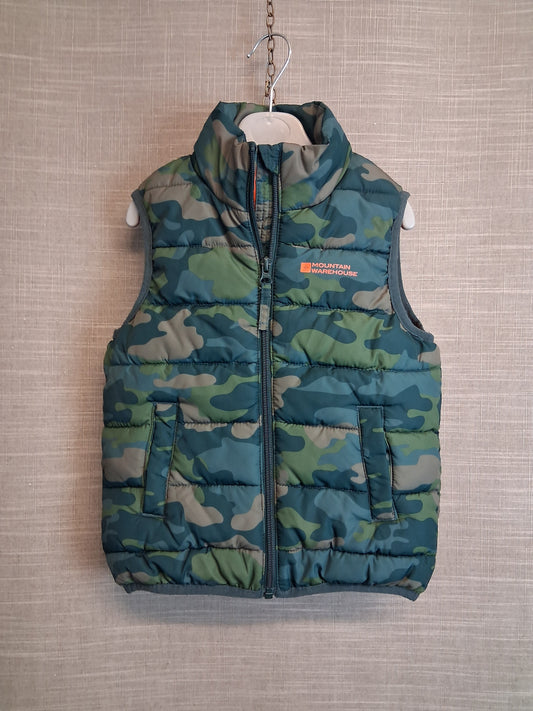 Mountain Warehouse Boys Green Camouflage Bodywarmer Gilet Age 3-4 Years