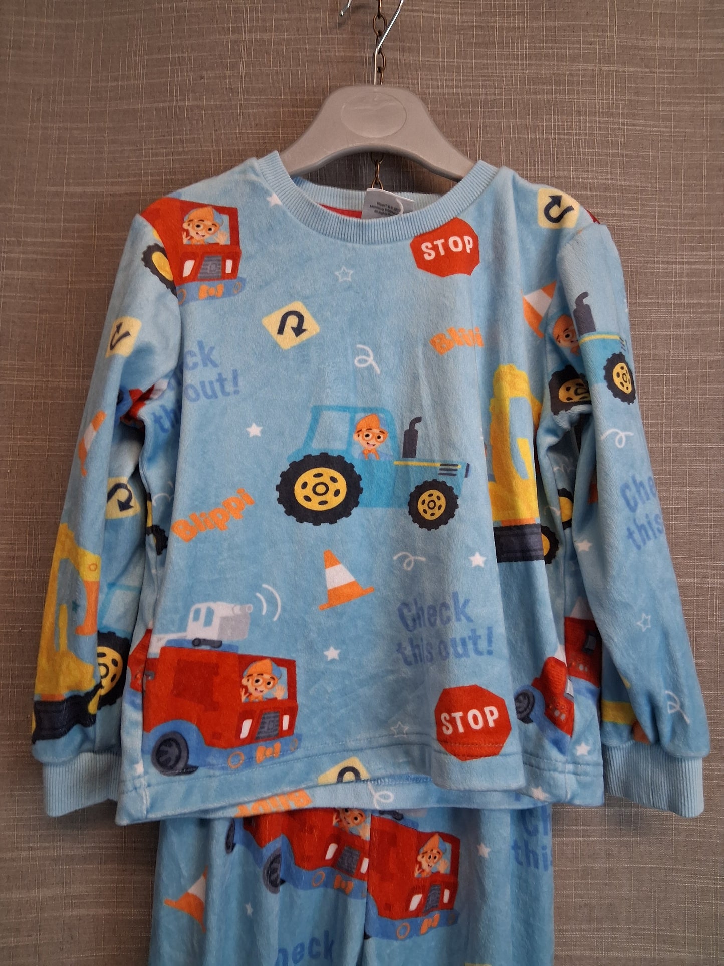 Blippi Matalan Boys Pyjamas PJs 2 Piece Set Blue Velour Age 4 Years