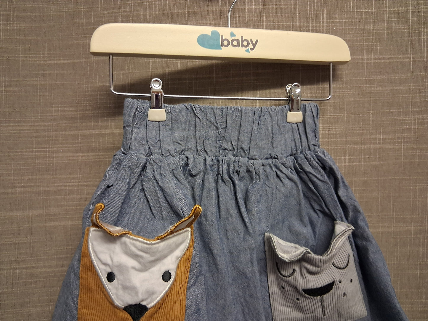 Lilly + Sid Blue Chambray Denim Skirt Lined Pockets Age 2-3 Years