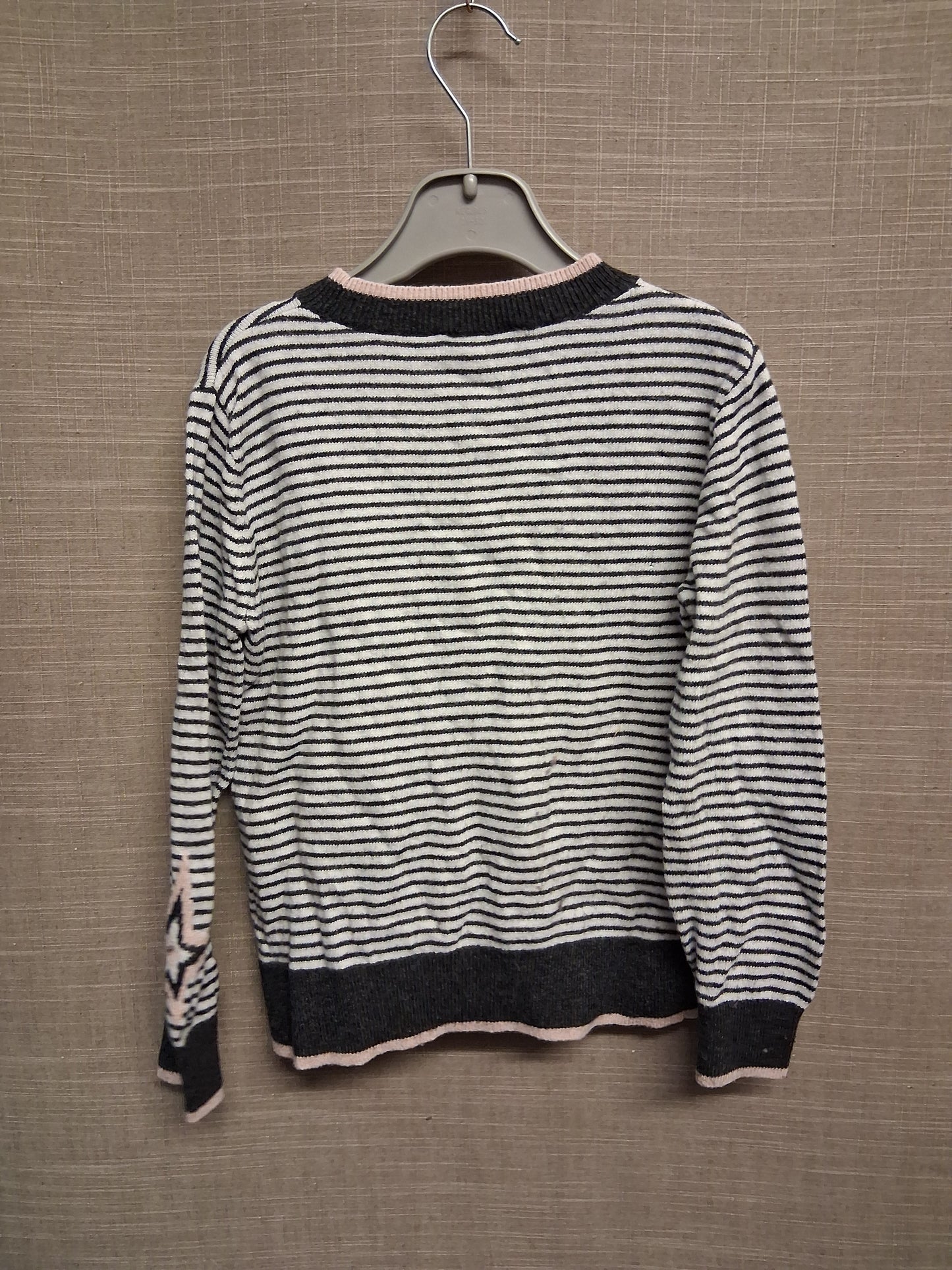 Mintie Mint Velvet Girls Knitted Jumper Sweater Cashmere Blend Grey Stripe Long Sleeve Age 5-6 Years