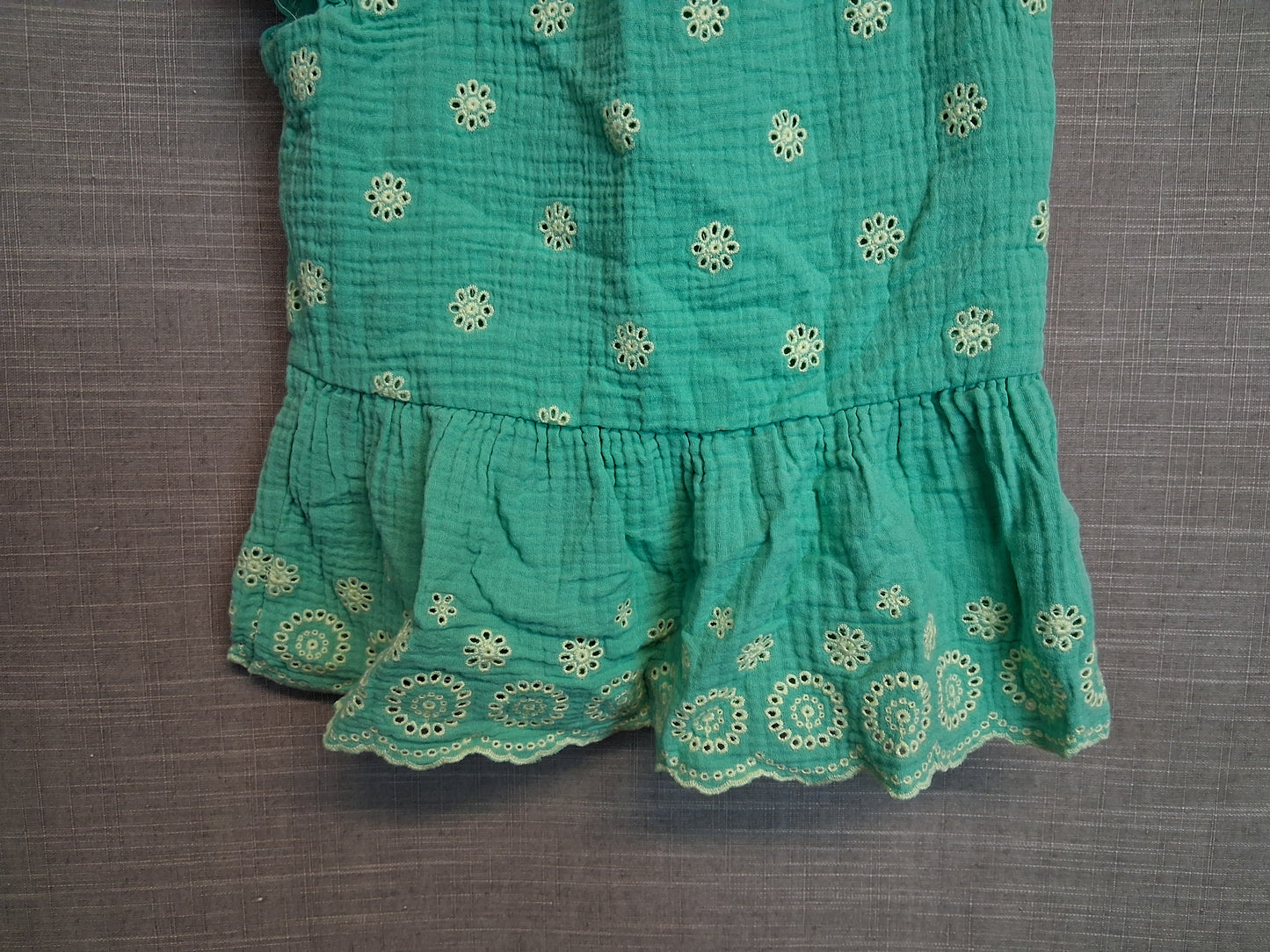 Nutmeg Girls Green Floral Peplum Top Cap Sleeve Age 6-7 Years