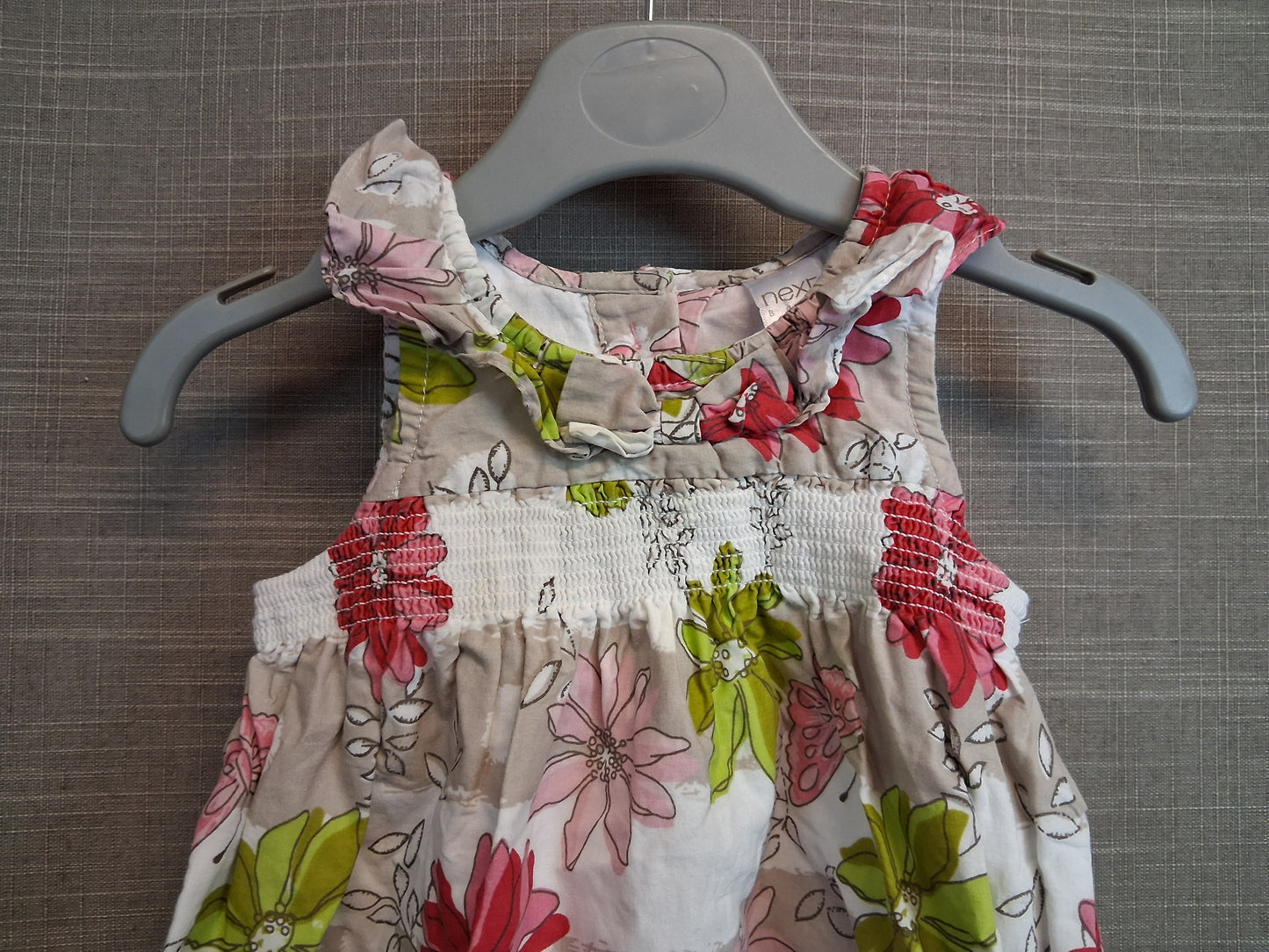 Next Girls Floral Multicolour Party Dress Sleeveless Button Back Age 0-3 Months
