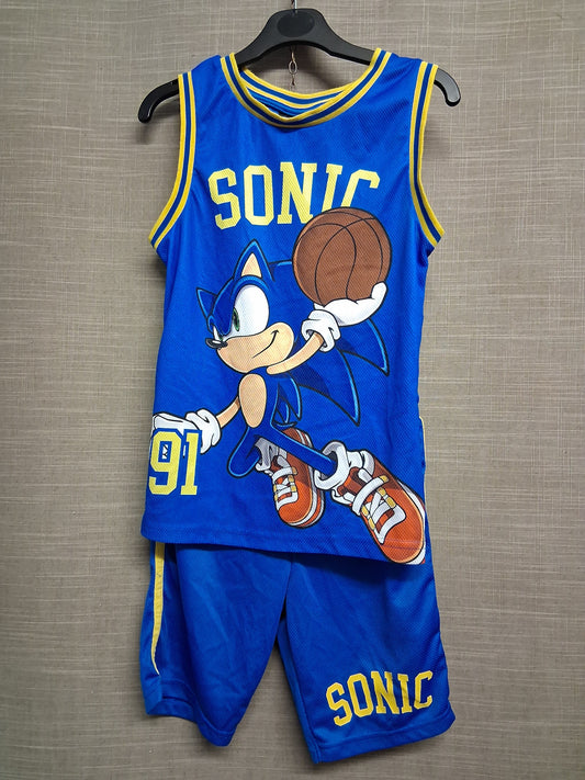 F&F Boys Sonic The Hedgehog Basketball Sports Outfit Kit Blue Age 8-9 Years