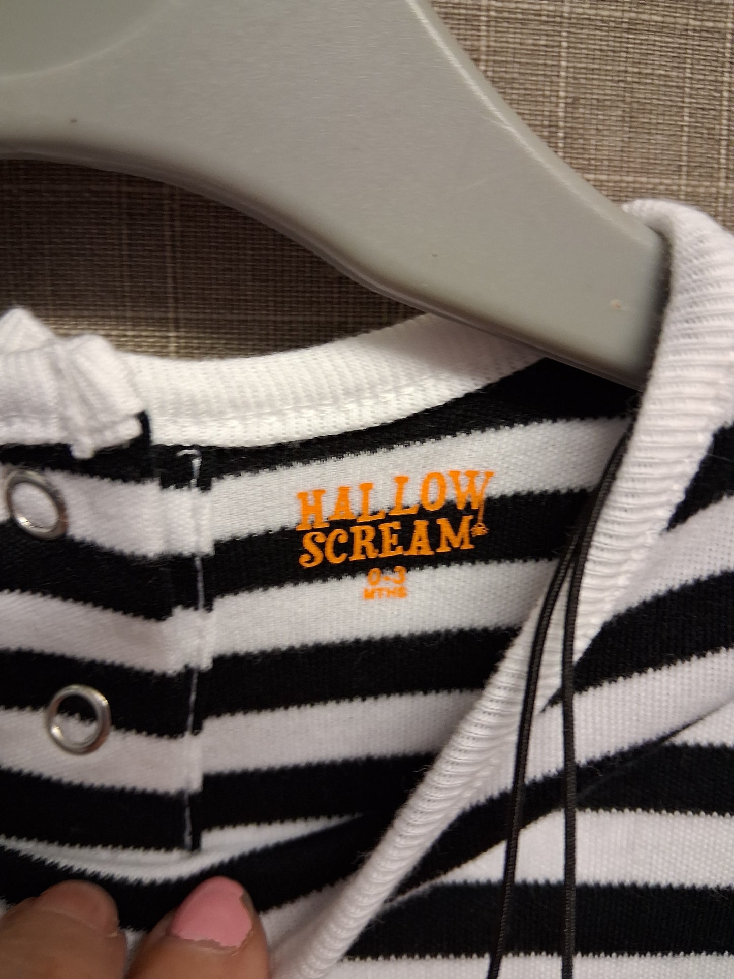Hallowscream Girls Sleepsuit Halloween Black White Striped Age 0-3 Months New