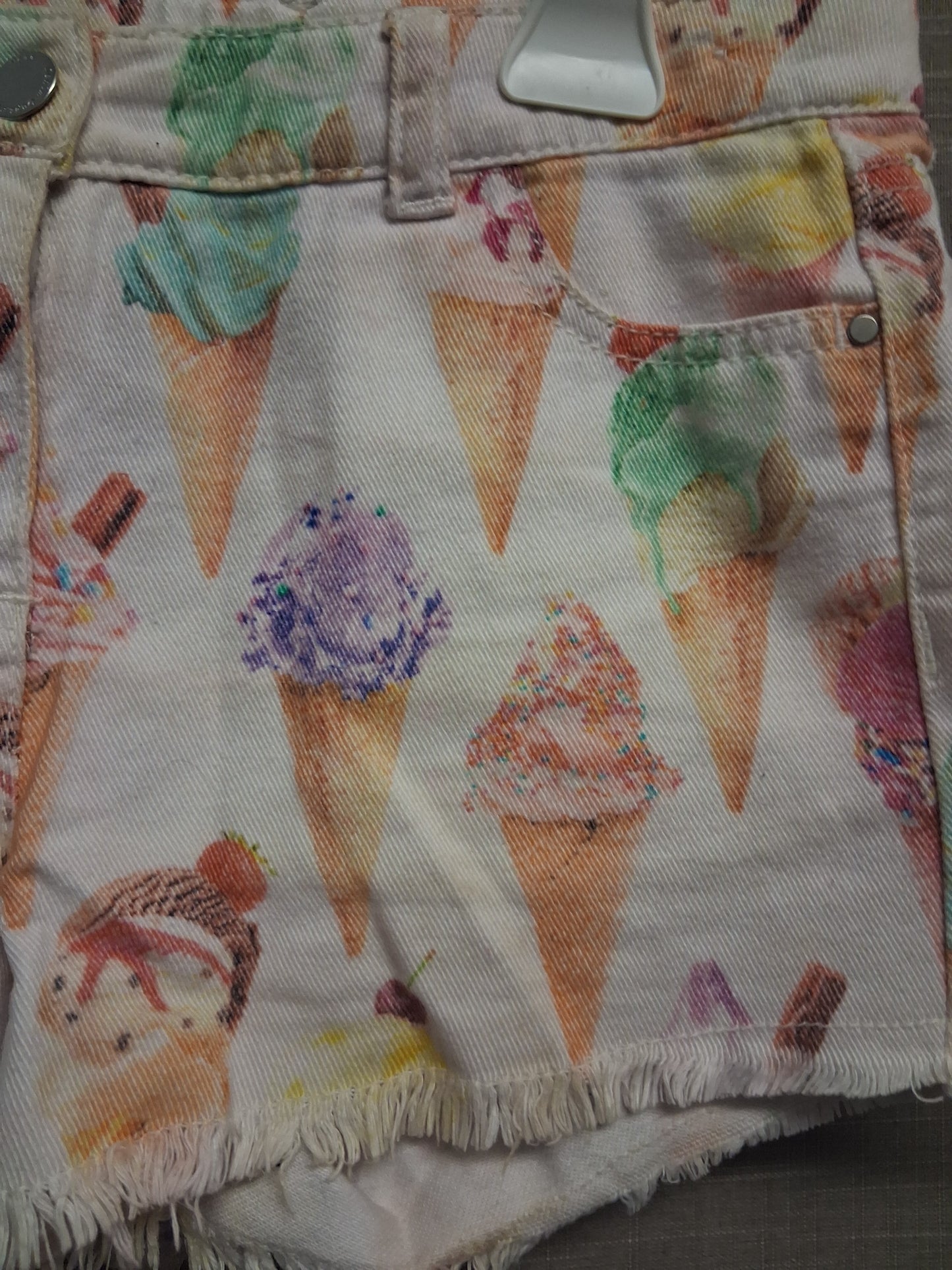 Next Girls Ice Cream Theme Denim Shorts Age 8 Years Off White
