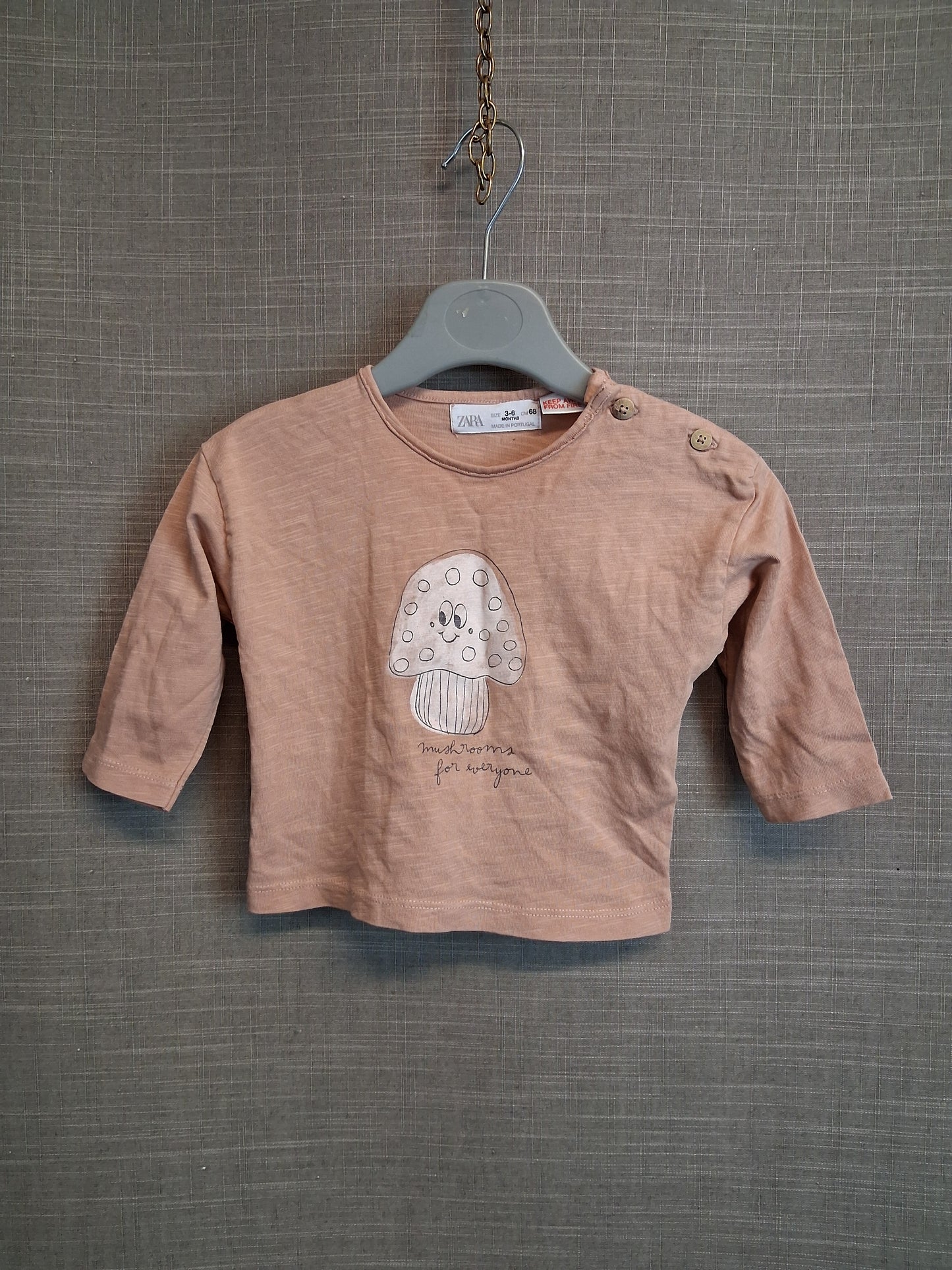 Zara Baby Tan Brown Long Sleeve T-Shirt Age 3-6 Months