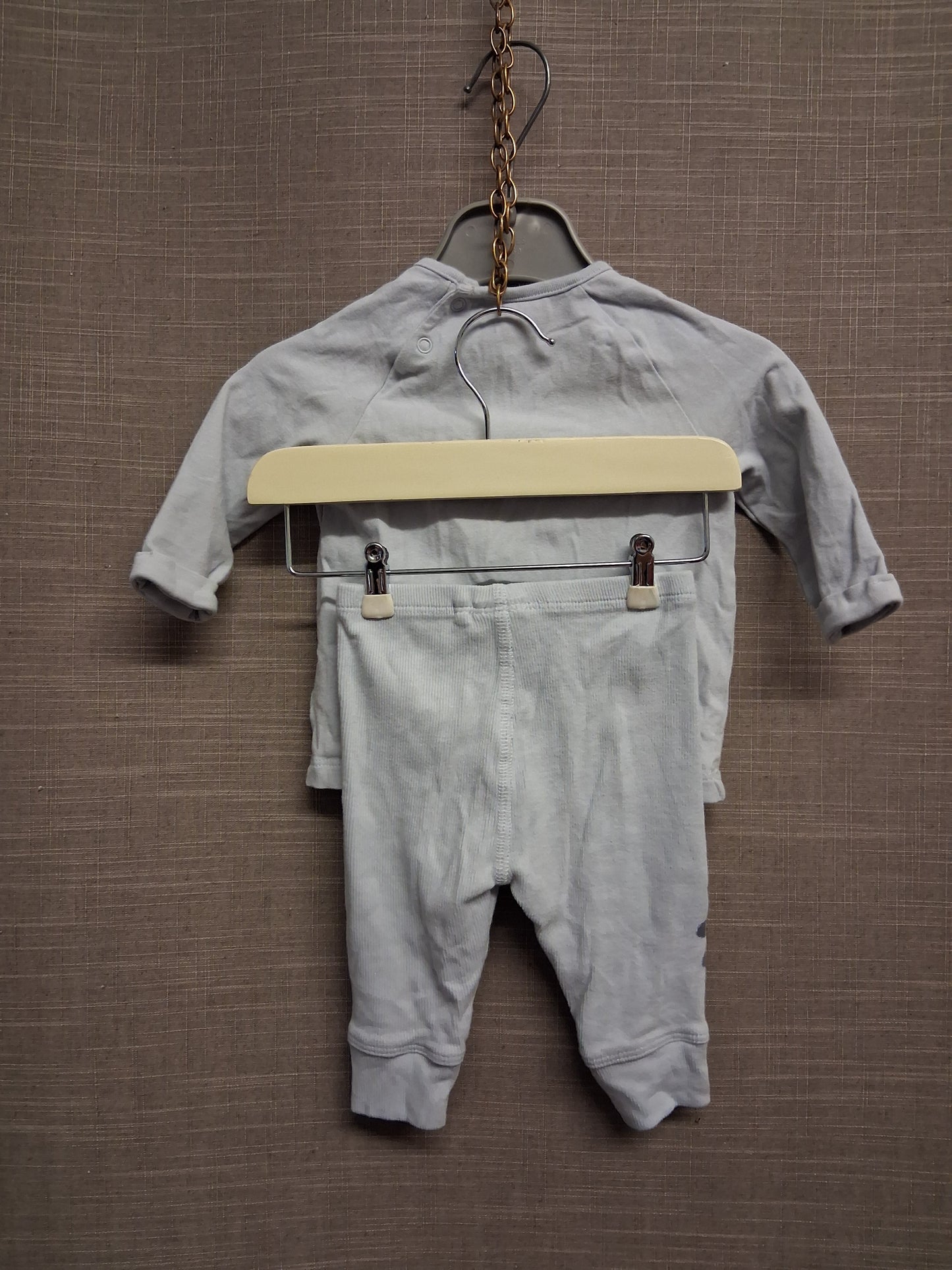 Next Boys Light Blue Lion 2 Piece Outfit Set Trousers and Long Sleeve Top Age 0-3 Months