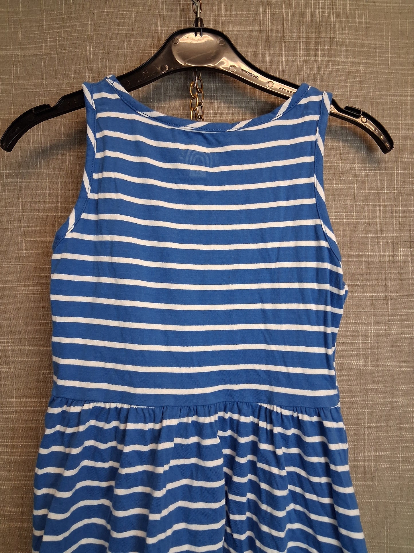 F&F Girl Blue White Stripe Jersey Sleeveless Sundress Age 8-9 Years