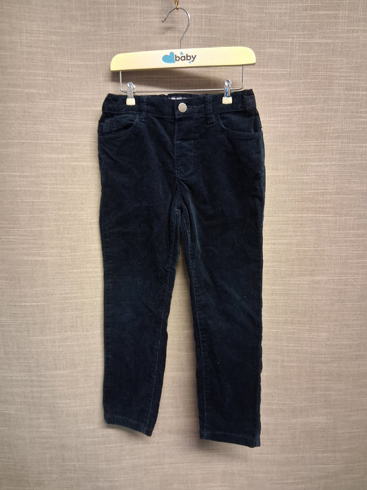 Next Boys Navy Blue Corduroy Trousers Adjustable Waist Age 5-6 Years