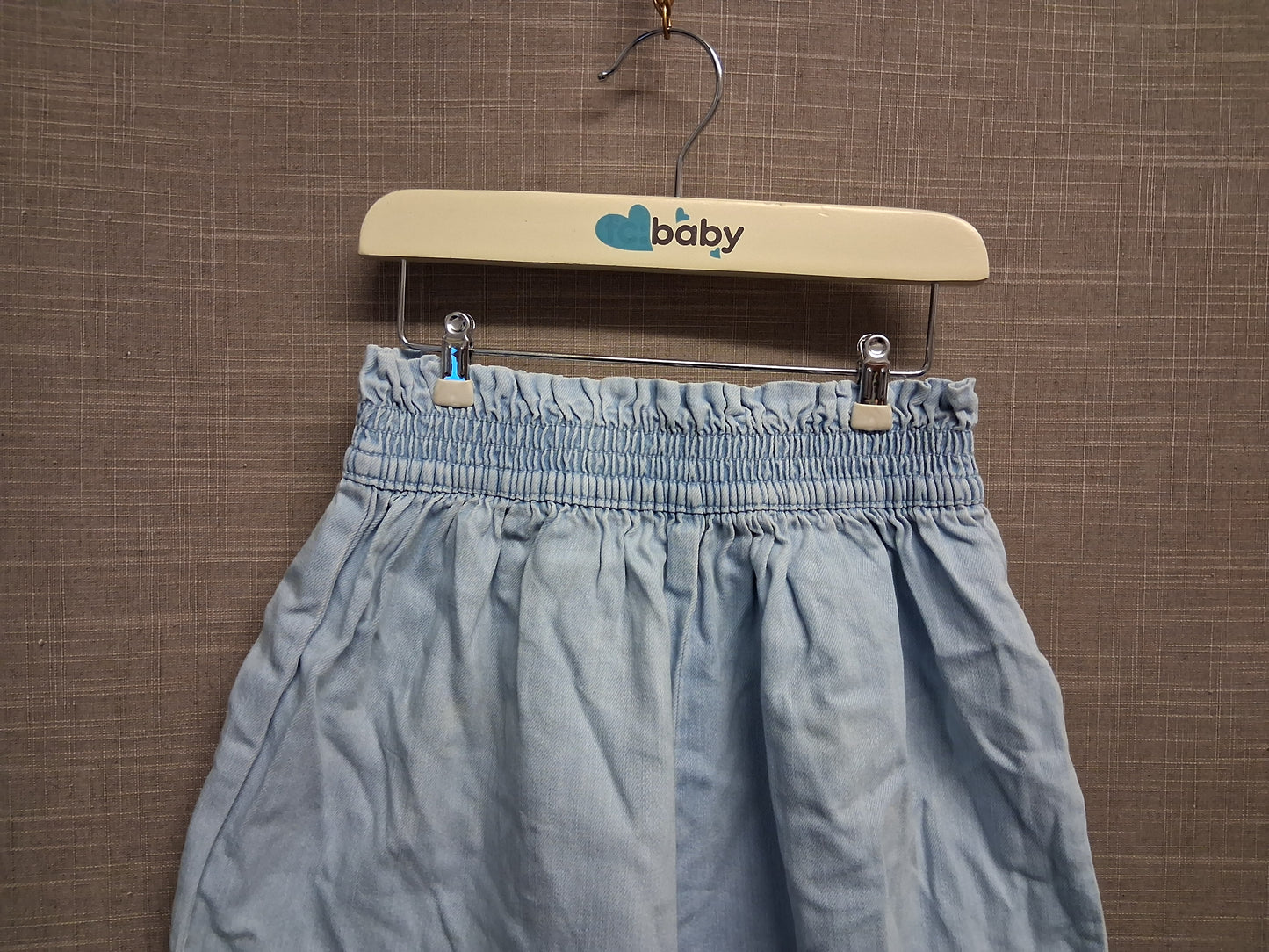 Next Girls Elastic Waist Blue Lightwash Denim Shorts Age 7 Years