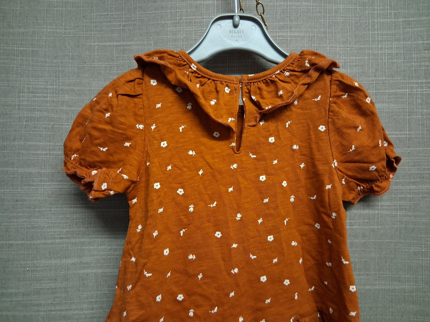 Next Girls Brown Floral Short Sleeve Peplum T-Shirt Age 18-24 Months New