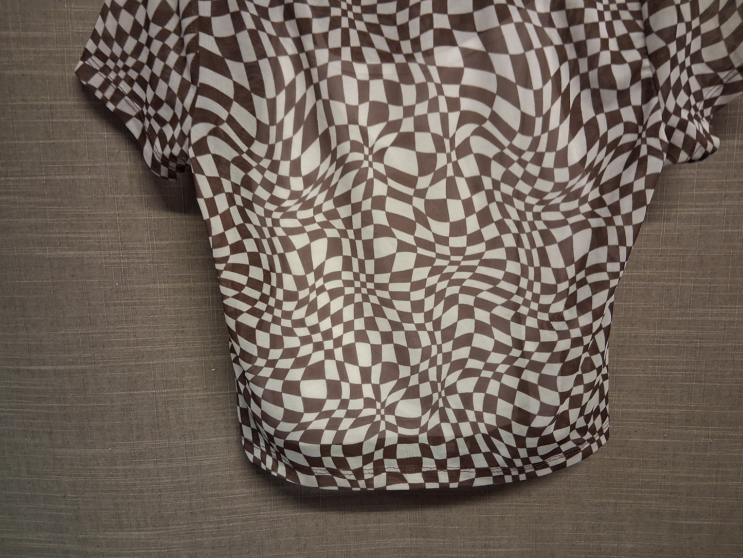New Look Girls Brown White Check 2 Piece Mesh T-Shirt Age 12-13 Years