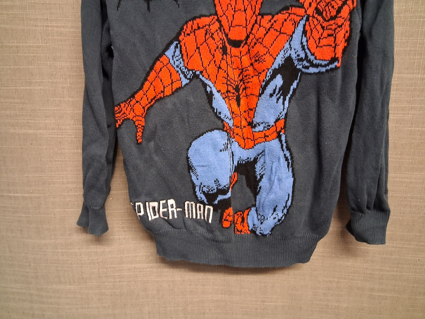 Marvel Nutmeg Boys SpiderMan Sweater Knitted Grey Long Sleeve Age 5-6 Years
