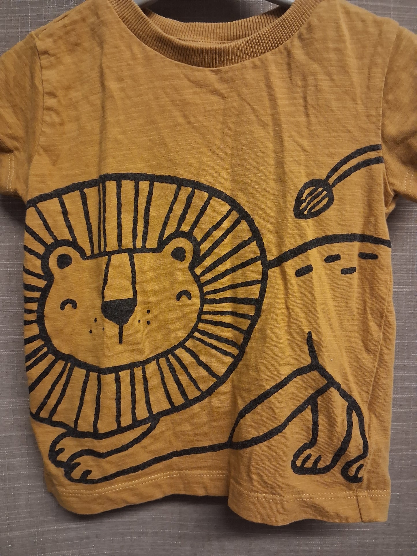 Next Boys Mustard Lion Print Short Sleeve T-Shirt Age 6-9 Months