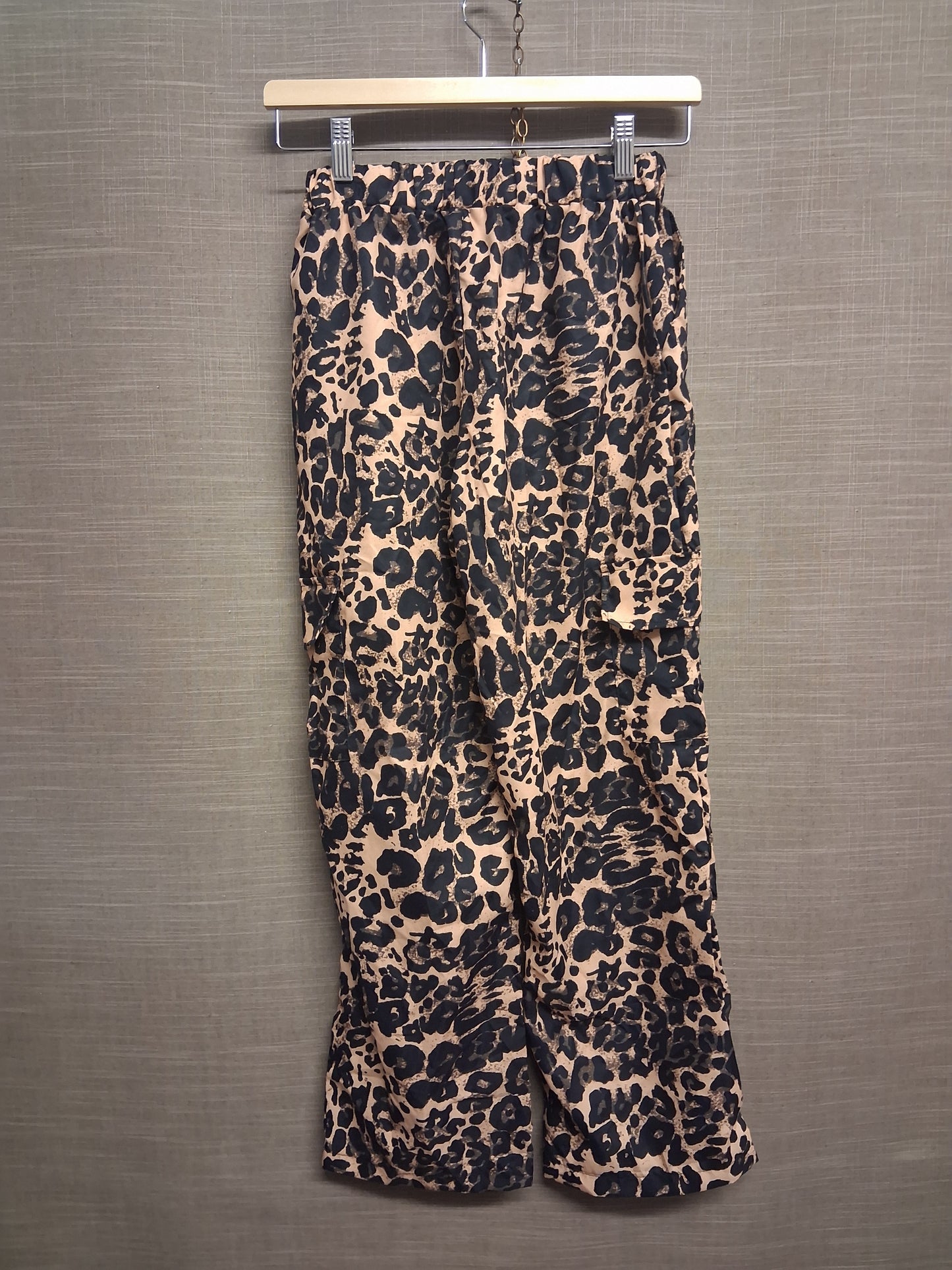 Shein Beige Black Animal Print Cargo Trousers Lightweight Age 15 years