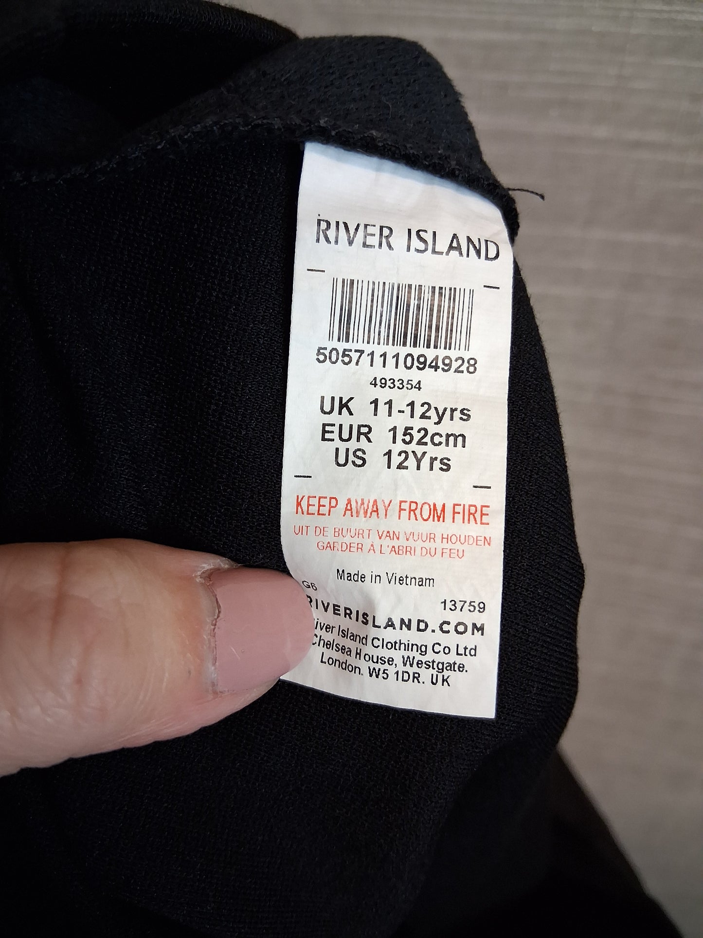 River Island Black Mini Skirt Age 11-12 Years