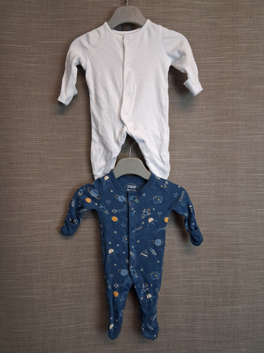 Tiny Baby Sleepsuit Rompers x 2 Jersey