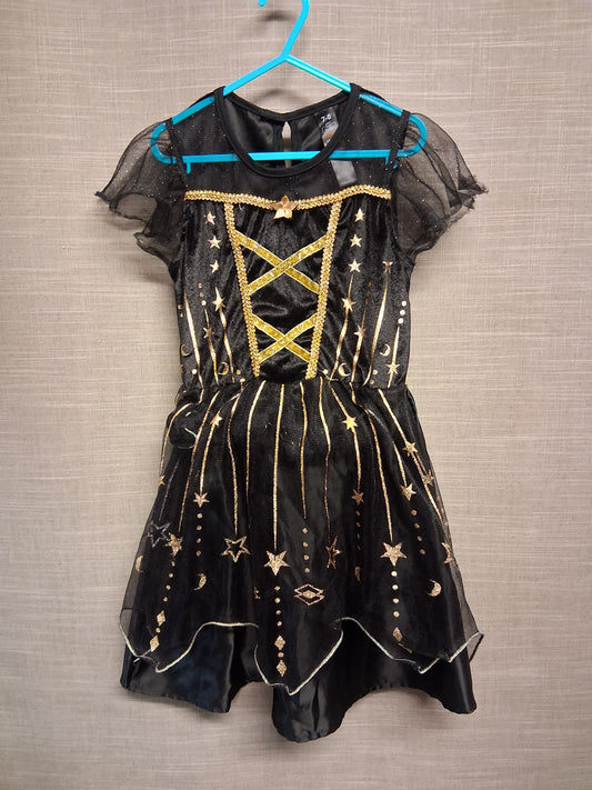 George Girls Halloween Witch Costume Black & Gold Age 7-8 Years