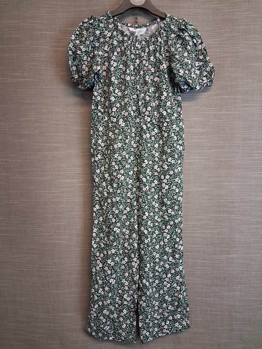 H&M Girls Green Floral Short Sleeve Jumpsuit Age 6-7 Years New