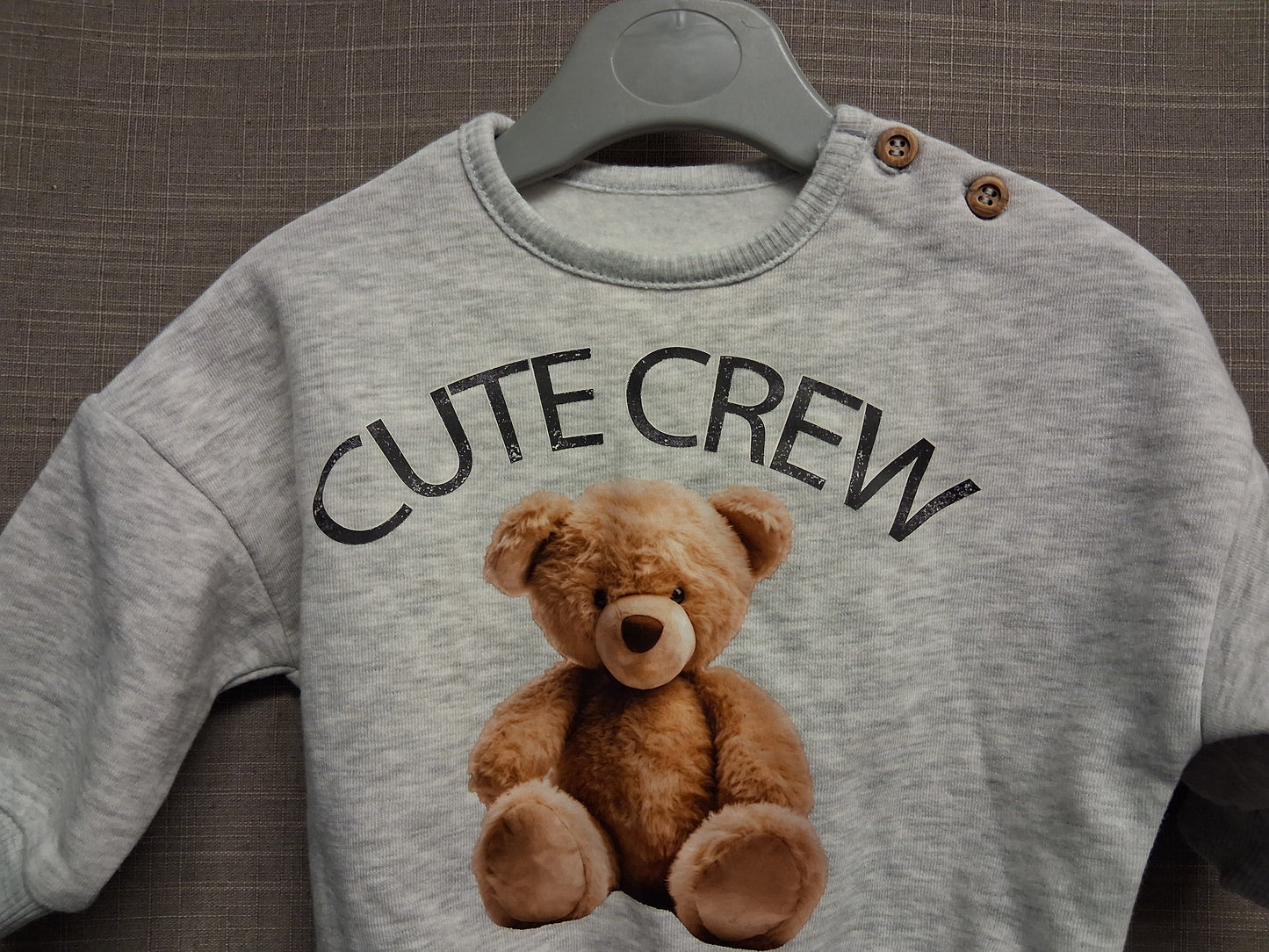 George Baby Boys Grey Sweater Jumper Cute Teddy Graphic Print Age 0-3 Months