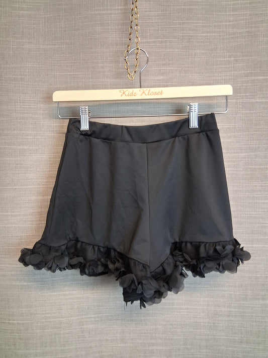 River Island Girls Black 3D Floral Trim Shorts Age 11-12 Years