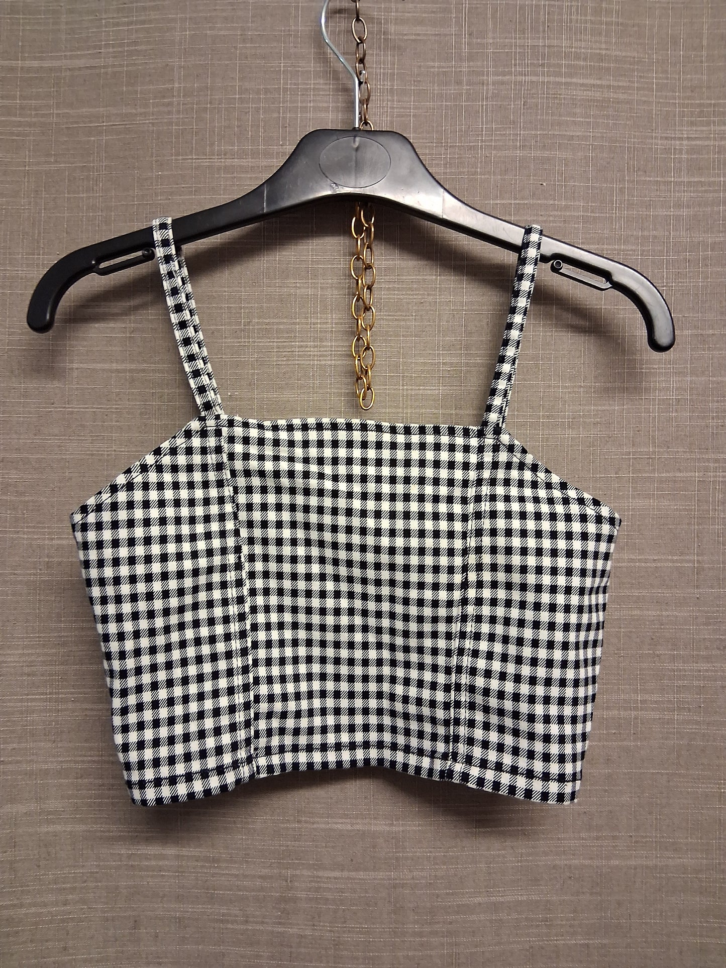 George Girls Black White Gingham Cropped Vest Tank Top Age 8-9 Years