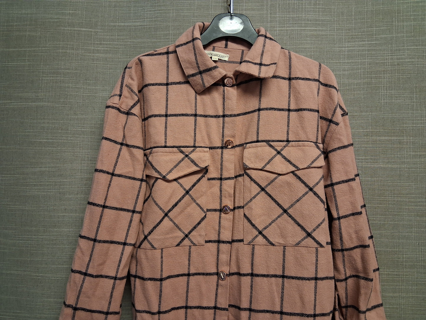 Angel & Rocket Girls Dusky Pink Check Shacket Shirt Dress Age 7 Years