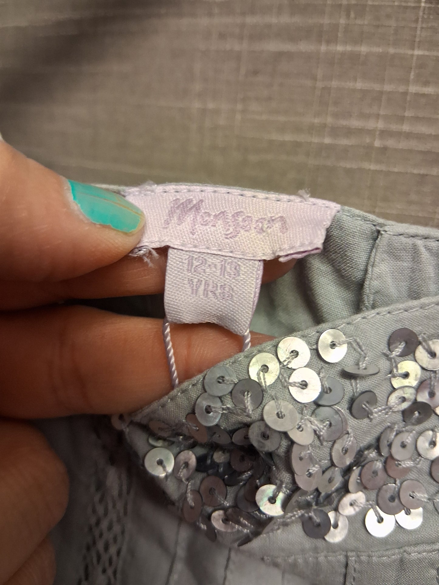Monsoon Girls Silver Grey Strappy Cotton Camisole Tank Top Sequin Trim Age 12-13 Years New