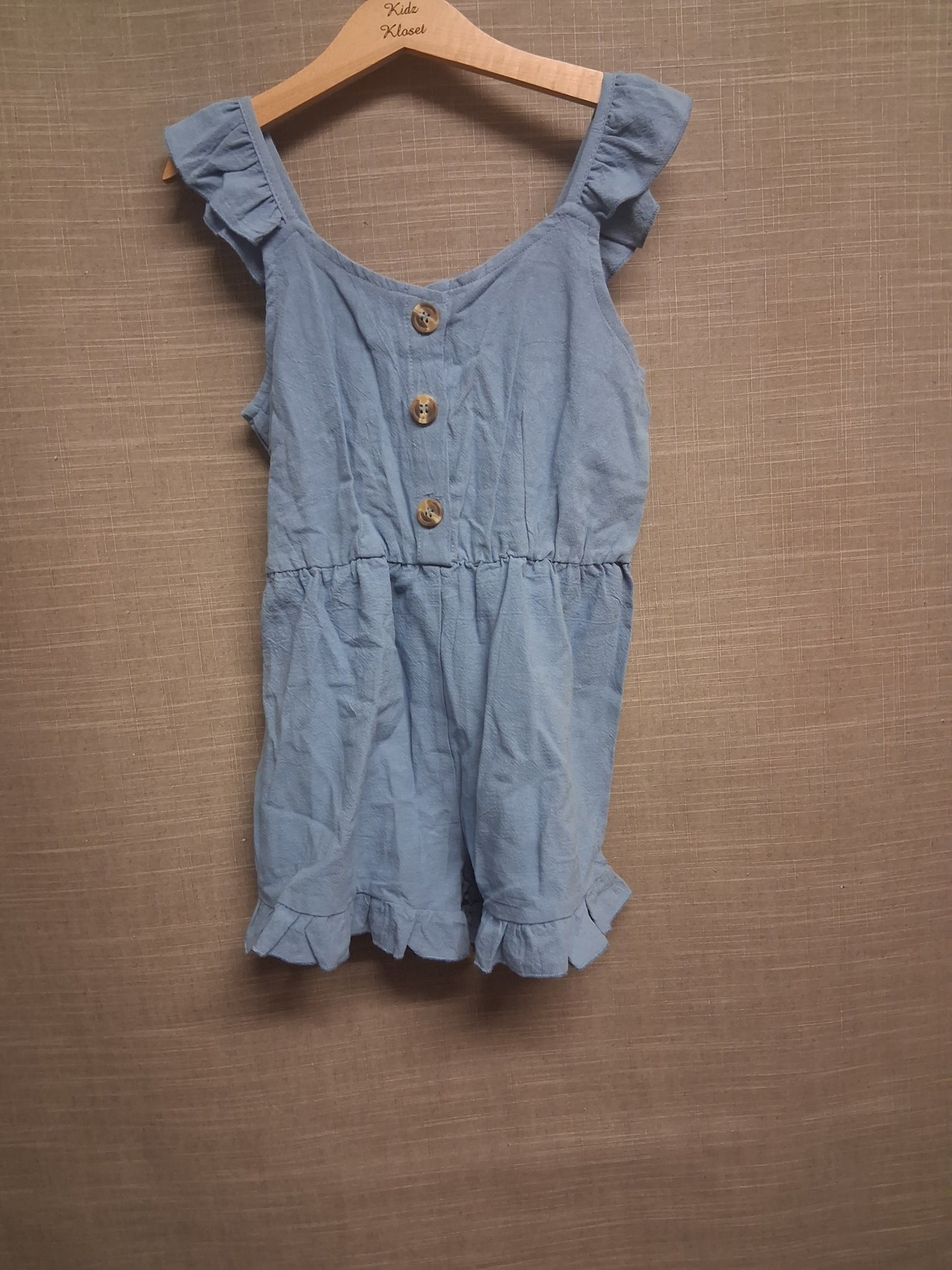 PatPat Girls Blue Crepe Playsuit Sleeveless Age 6-7 Years