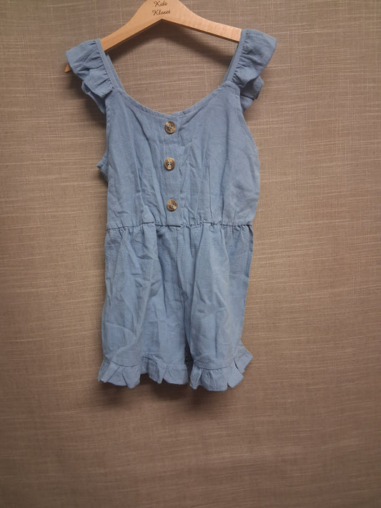 PatPat Girls Blue Crepe Playsuit Sleeveless Age 6-7 Years