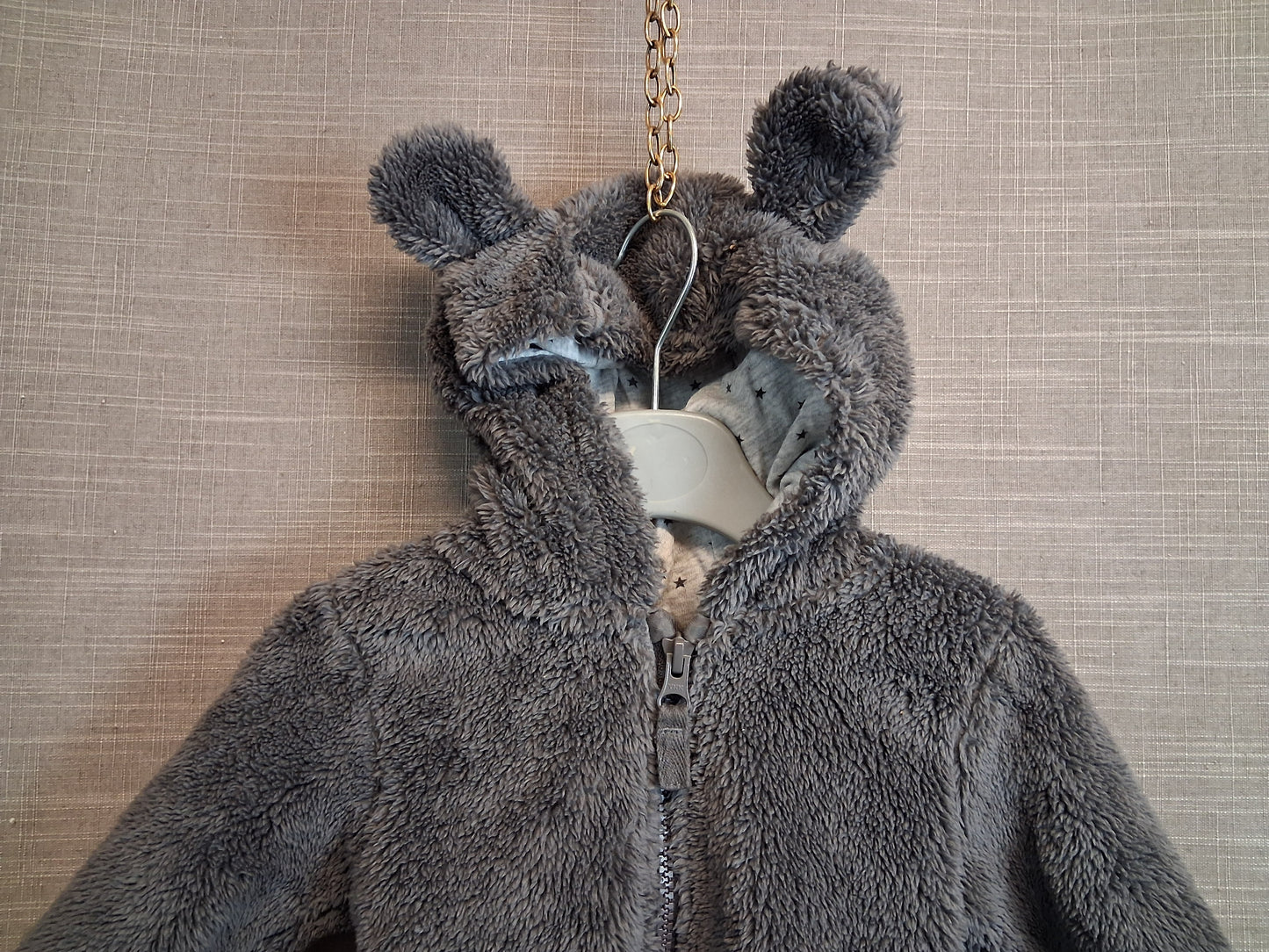 Next Boys Plush Full Zip Hoodie Jacket Grey Age 0-3 Months