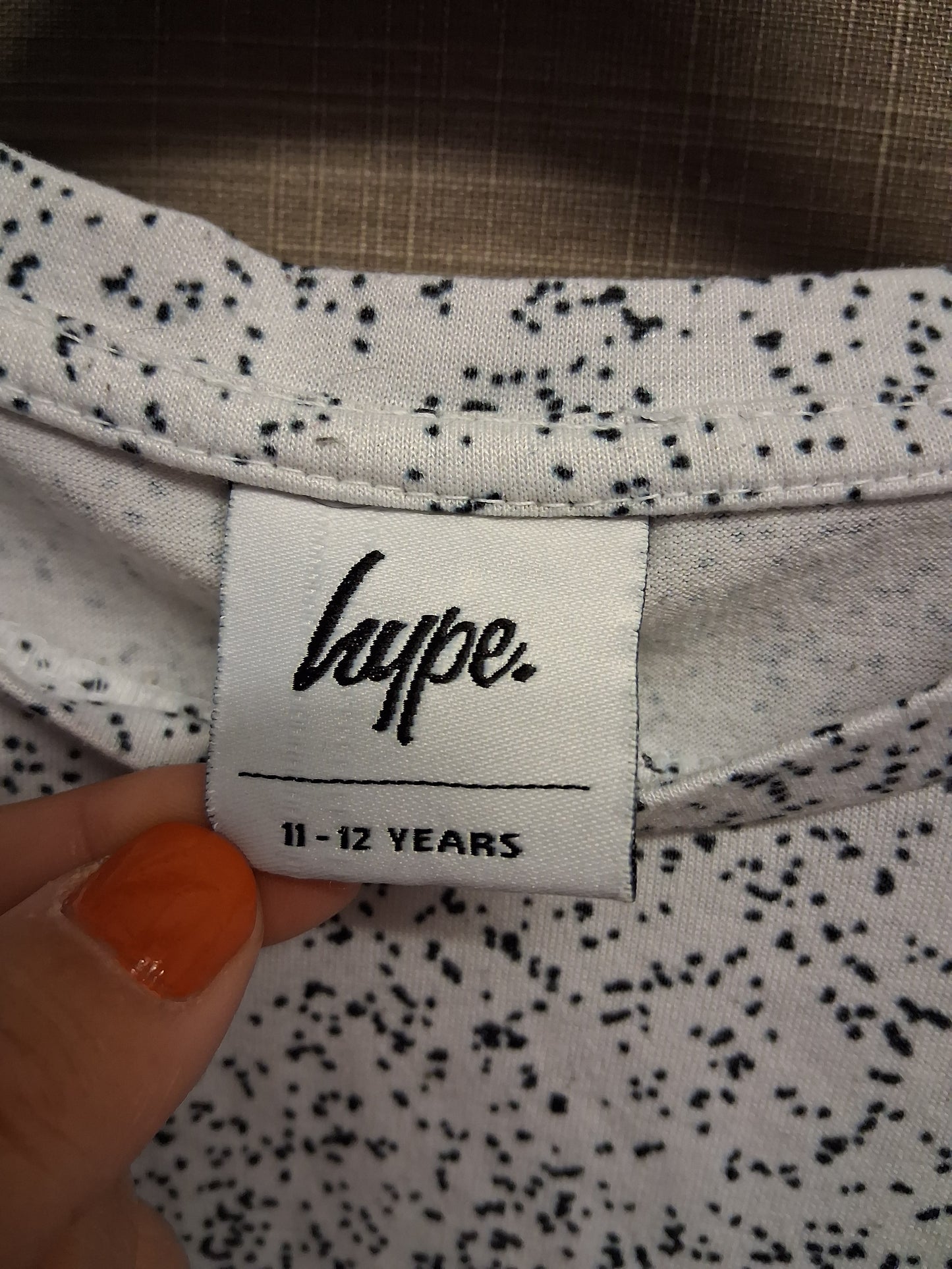 Hype Boys Black White Short Sleeve T-Shirt Age 10-11 Years