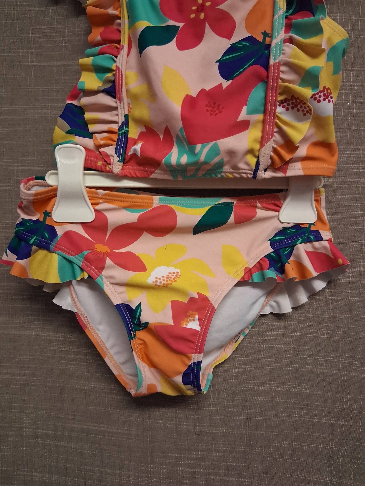 F&F Girls Bikini Pink Floral 2 Piece Swimsuit One Piece Age 8-9 Years