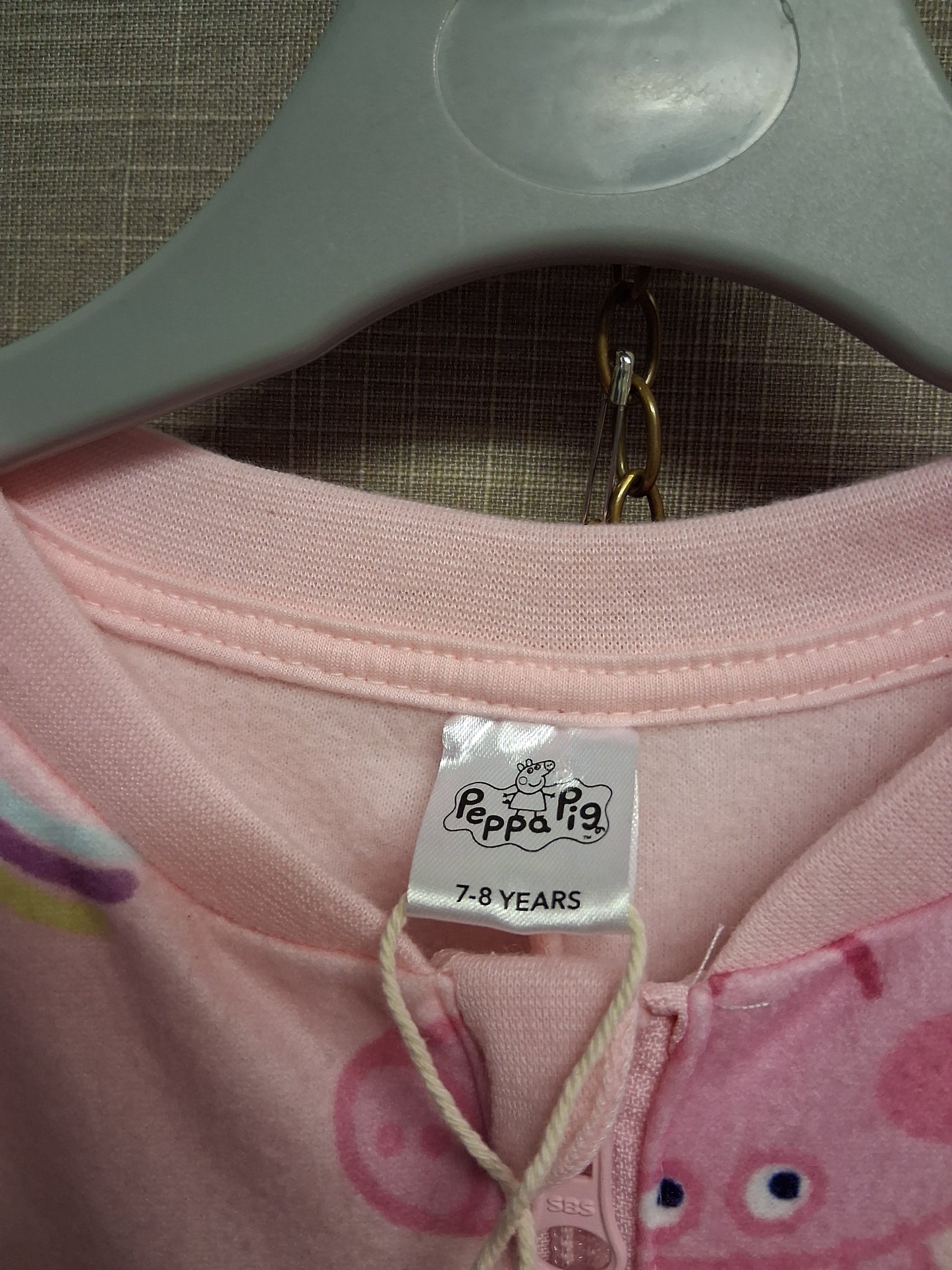 Peppa Pig Pink All in One Onsie Fleece Full Zip Age 7-8 NWOTs