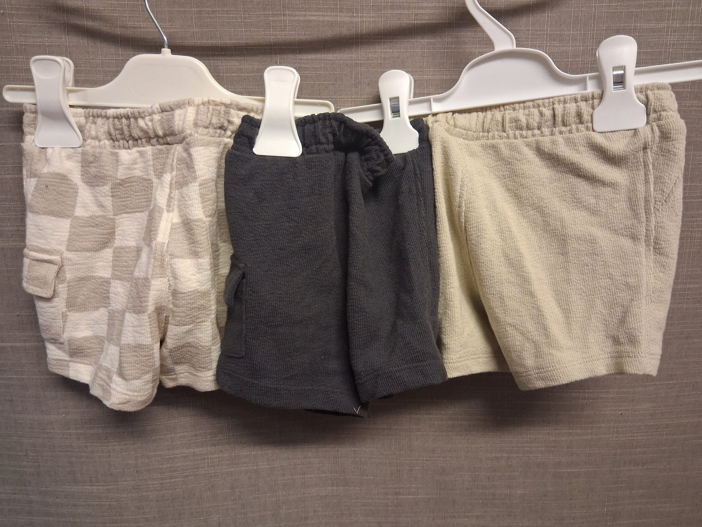 Next Boys Shorts Jersey Pack of 3 New Beige Grey Age 0-3 Months