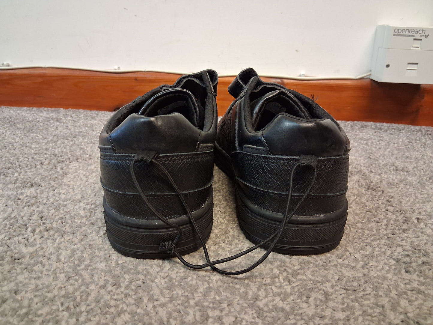 F&F Boys Black School Shoes Double Strap Size 5 Faux Leather New