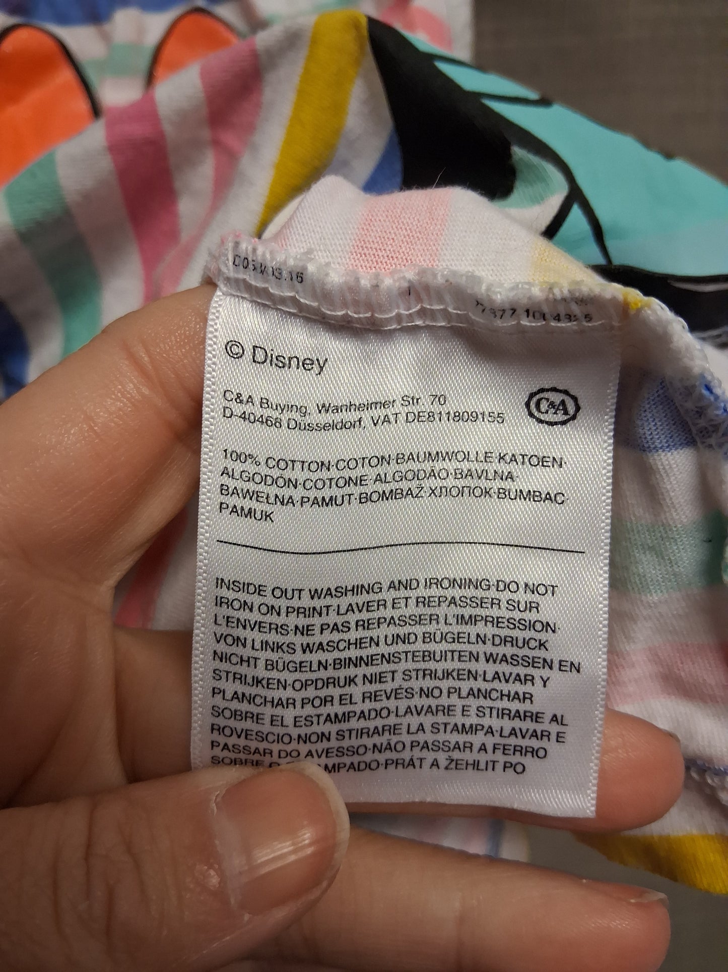 Disney Minnie Mouse Multicolour Striped Vest Top Age 6 Years